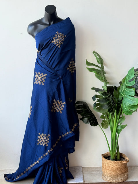 Kolam emb sana silk saree