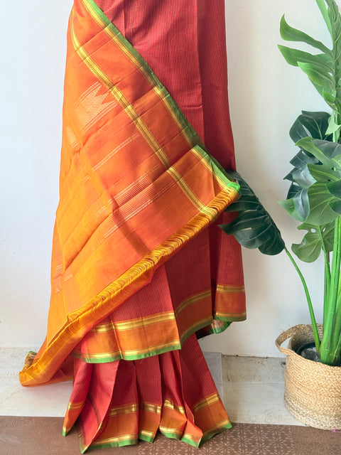 Small checked pure silk saree
