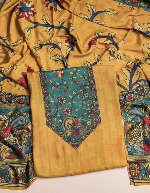 Kalamkari Printed dola silk suit material