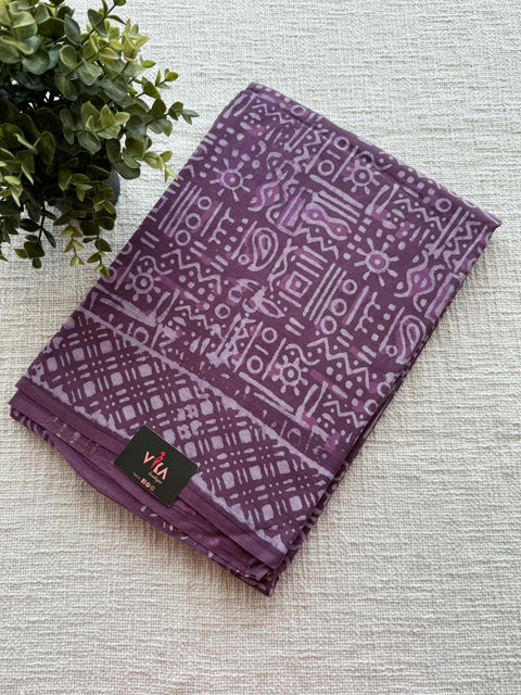 Printed mul cotton saree