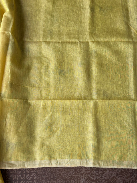 Jamdani weaving silk linen saree - Musturd