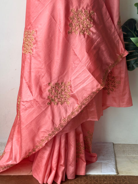 Kolam emb sana silk saree