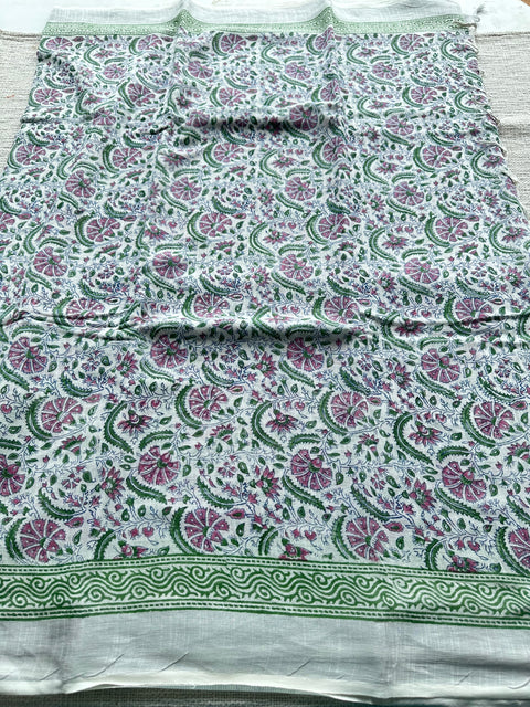 Printed linen cotton saree