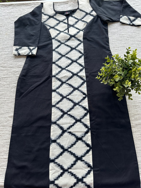 Ikat Patch work pure cotton kurti