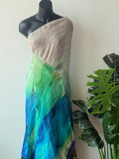 Digital Printed Pure Linen saree