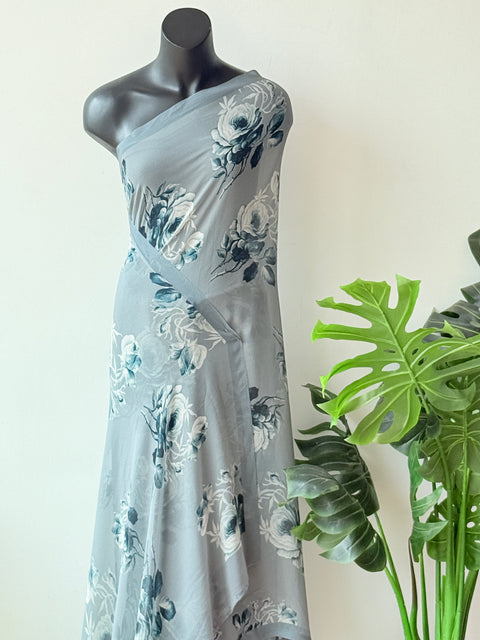 Floral printed georgette saree