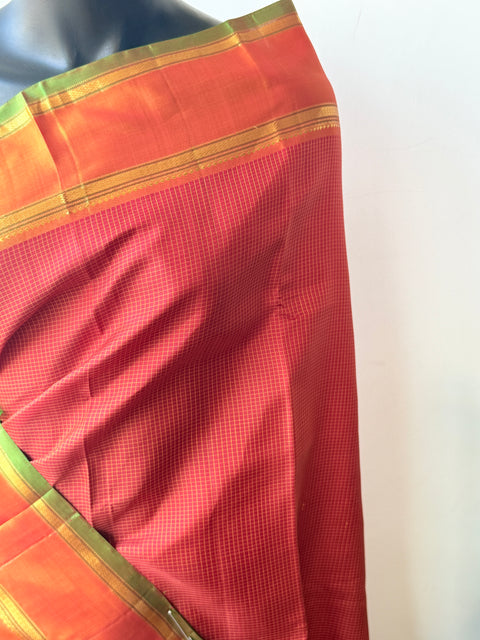 Small checked pure silk saree