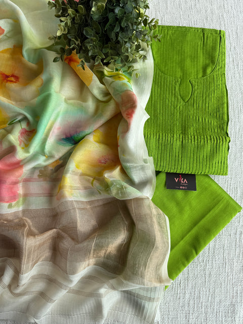 Mul chanderi dupatta suit set