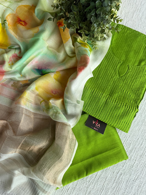 Mul chanderi dupatta suit set