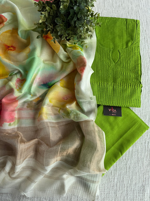 Mul chanderi dupatta suit set