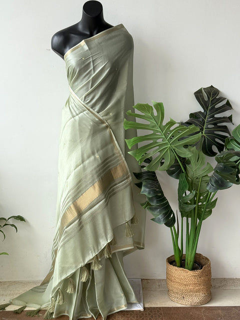 Golden embroidery silk cotton saree