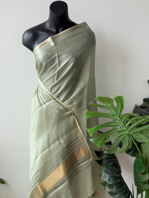 Golden embroidery silk cotton saree