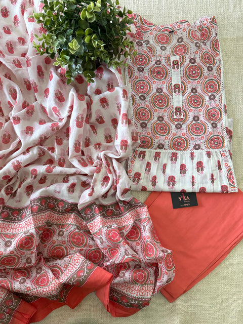 Nyra cut printed cotton ready suit set