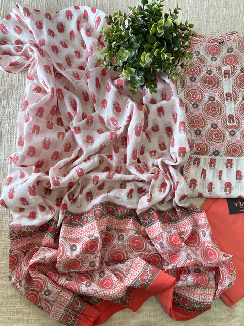 Nyra cut printed cotton ready suit set