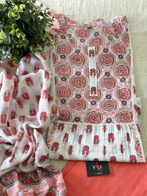 Nyra cut printed cotton ready suit set
