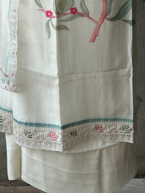 Neck embroidery work muslin salwar material