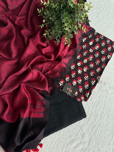 Printed cotton spun top with Tussar dupatta