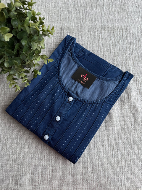 Embroidery Denim Nighty - Dark Blue