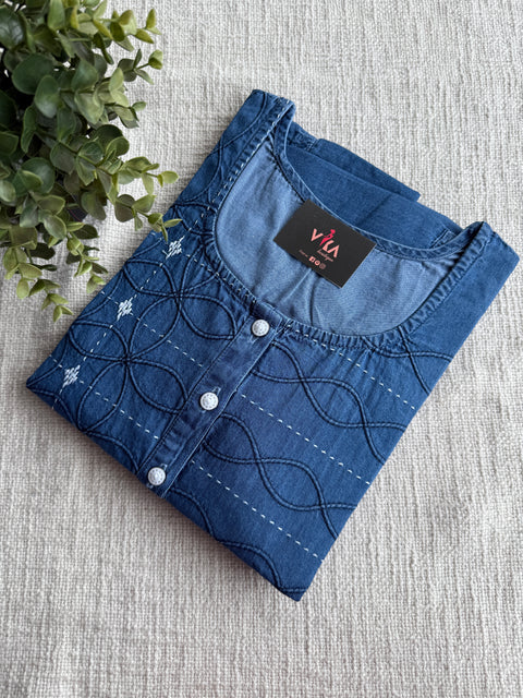 Embroidery Denim Nighty - Light