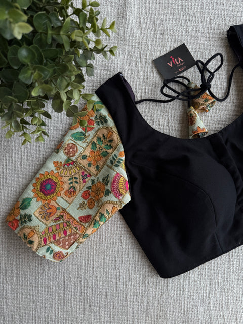 Black cotton with designer sleeves