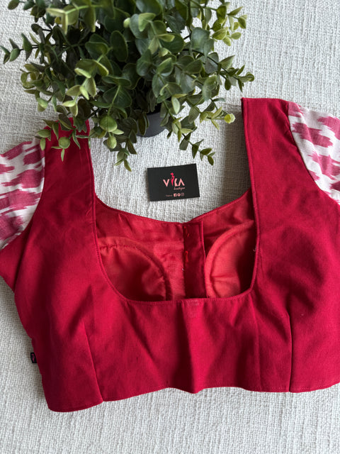 Red ikat sleeve blouse