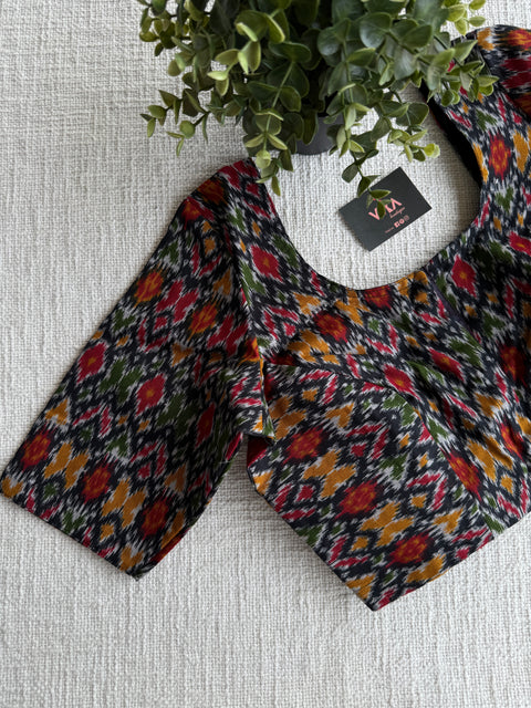 Printed ikat cotton blouse