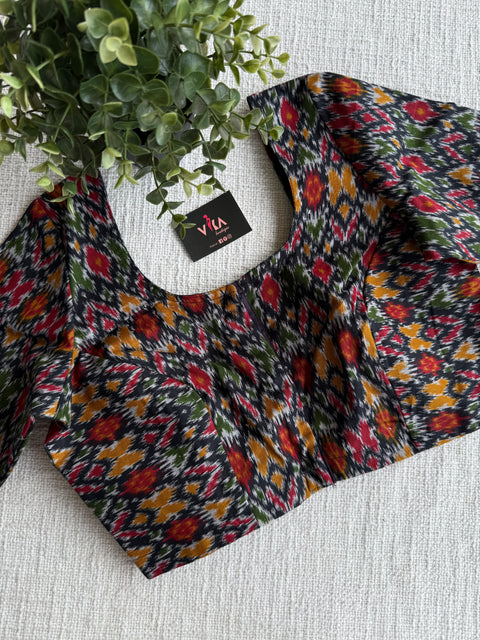 Printed ikat cotton blouse