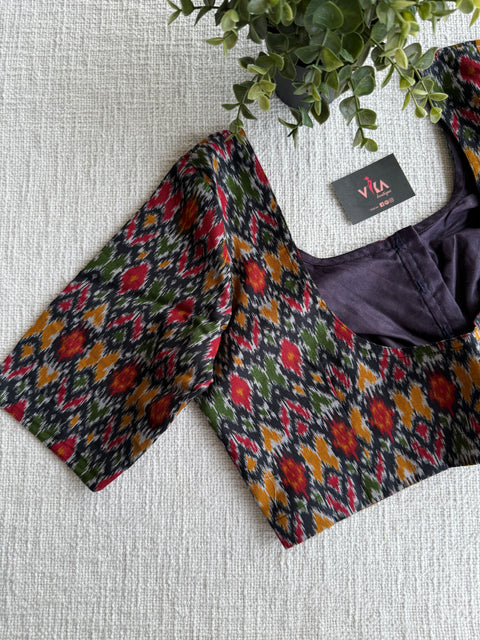 Printed ikat cotton blouse