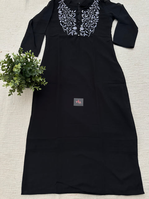 Machine emb Georgette kurti - Black