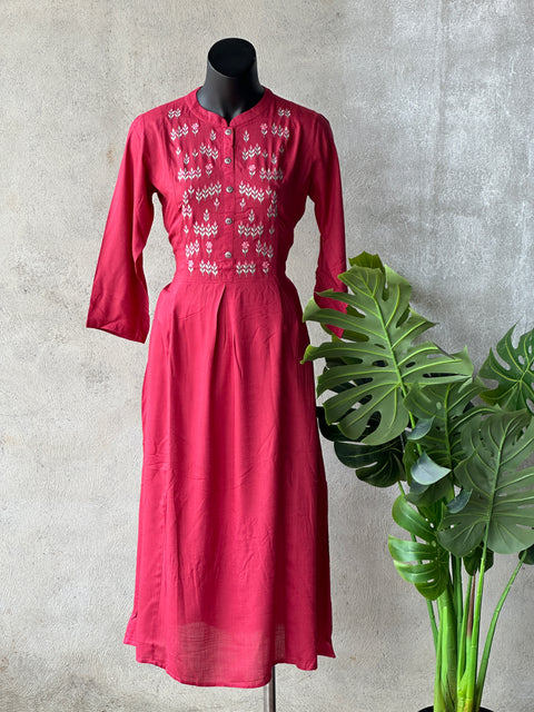 Embroidery neck Rayon kurti