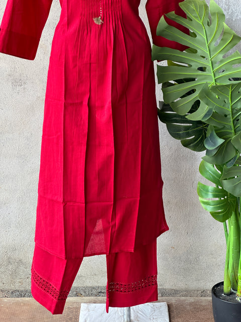 Red cotton Ready kurta pant