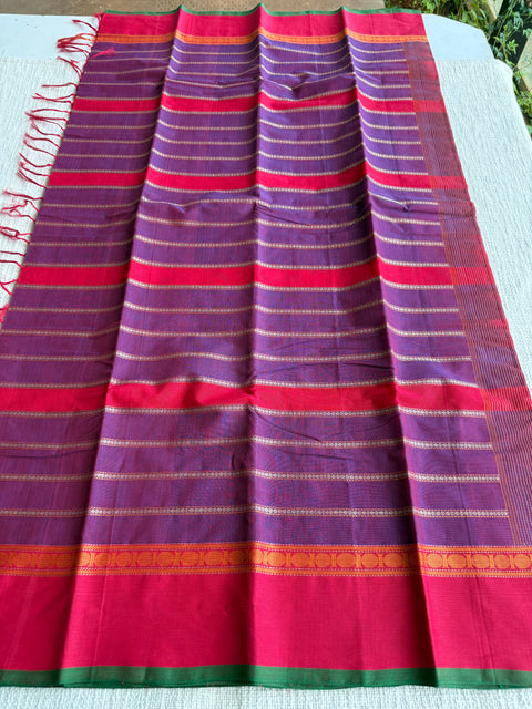 Purple pink Chettinad Cotton saree