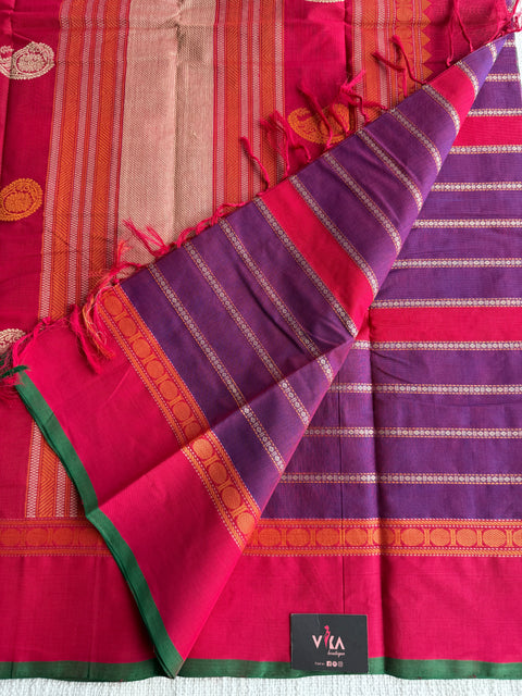 Purple pink Chettinad Cotton saree