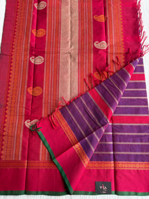 Purple pink Chettinad Cotton saree