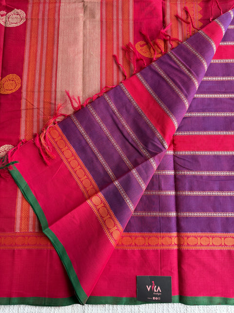 Purple pink Chettinad Cotton saree