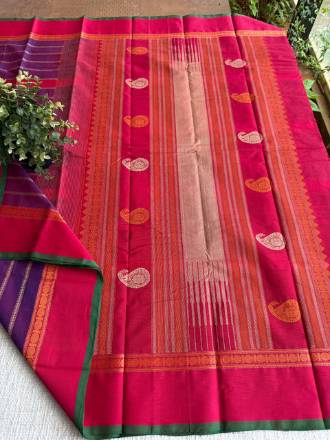 Purple pink Chettinad Cotton saree