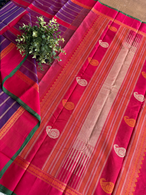 Purple pink Chettinad Cotton saree