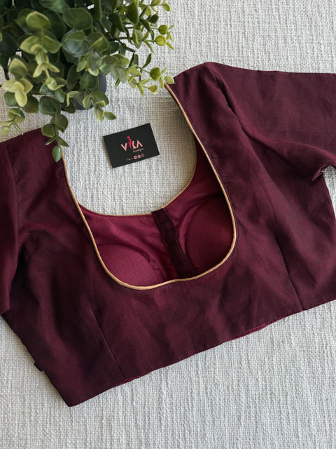 Maroon cotton golden border blouse