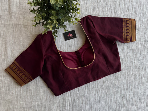 Maroon cotton golden border blouse
