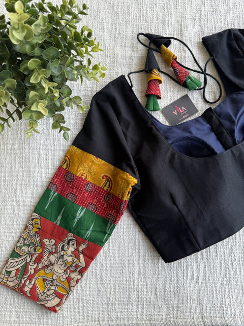 Black with multipatch sleeves blouse