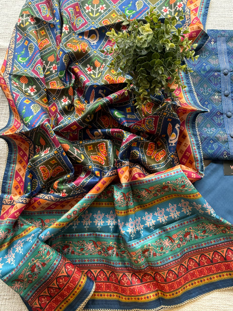Patola printed silk cotton salwar suit set