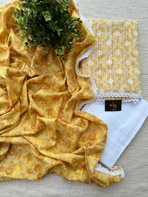 Emb Printed cotton salwar material