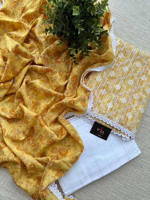 Emb Printed cotton salwar material