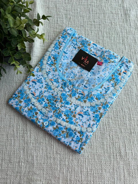 L size printed cotton nighty