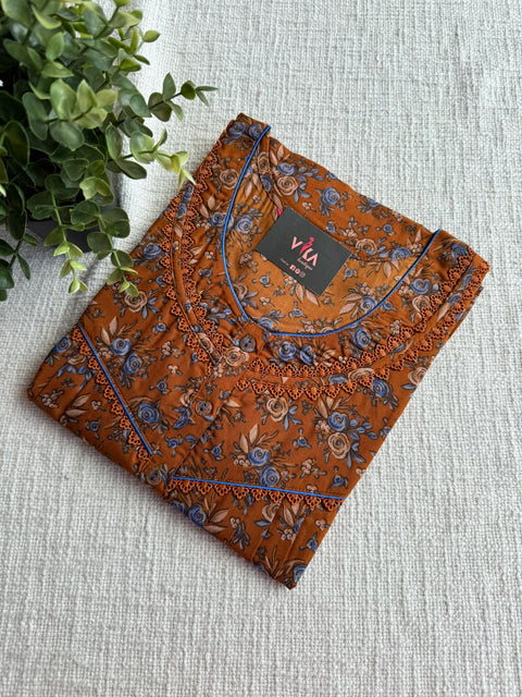 L size printed poly cotton nighty