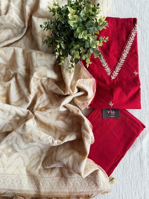 Red silk cotton salwar material