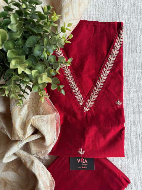 Red silk cotton salwar material