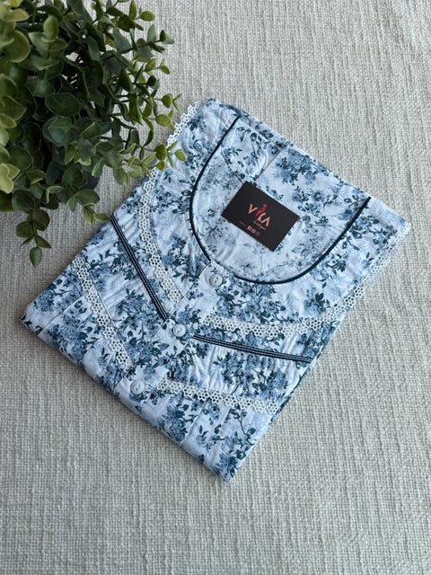 L size printed cotton nighty