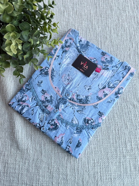 L size printed cotton nighty