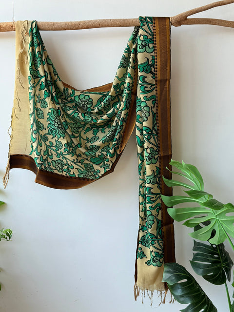 Pen kalamkari silk Dupatta